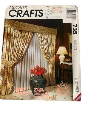 McCall's Crafts 735 Sewing Pattern Window Treatments Balloon Shade Valance Uncut